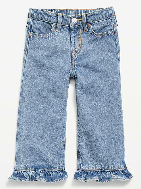 High High-Waisted Super Baggy Ruffled Wide-Leg Jeans for Girls on clearance at Old Navy — 30% off