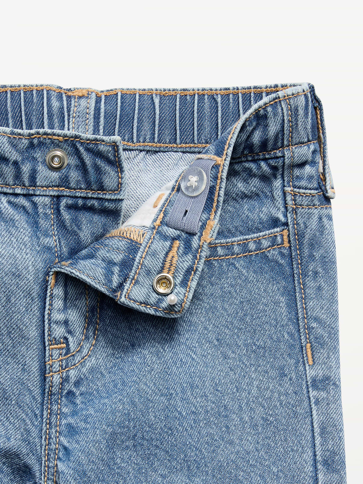 L'image numéro 5 présente Jean coupe très généreuse jambe large à taille haute et à volants pour fille