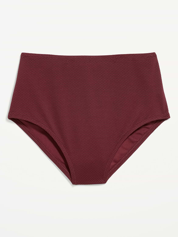 High-Waisted Pique Bikini Swim Bottoms