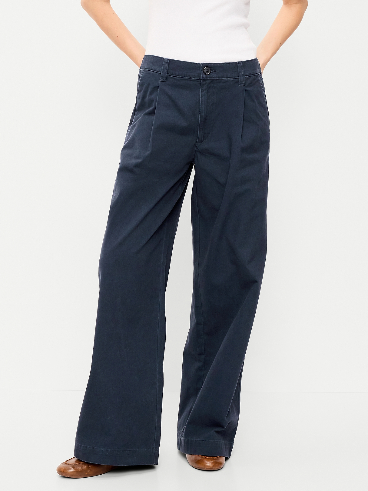 Mid-Rise Pleated Wide-Leg Pants | Old Navy