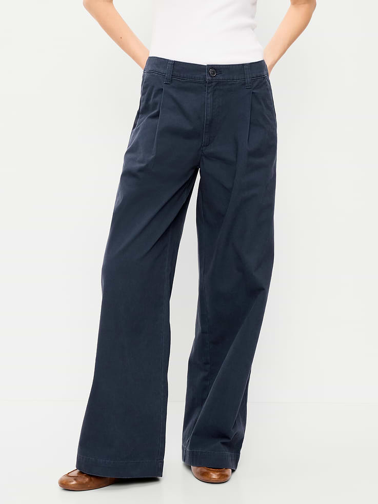 Image number 2 showing, Mid-Rise Pleated Wide-Leg Pants