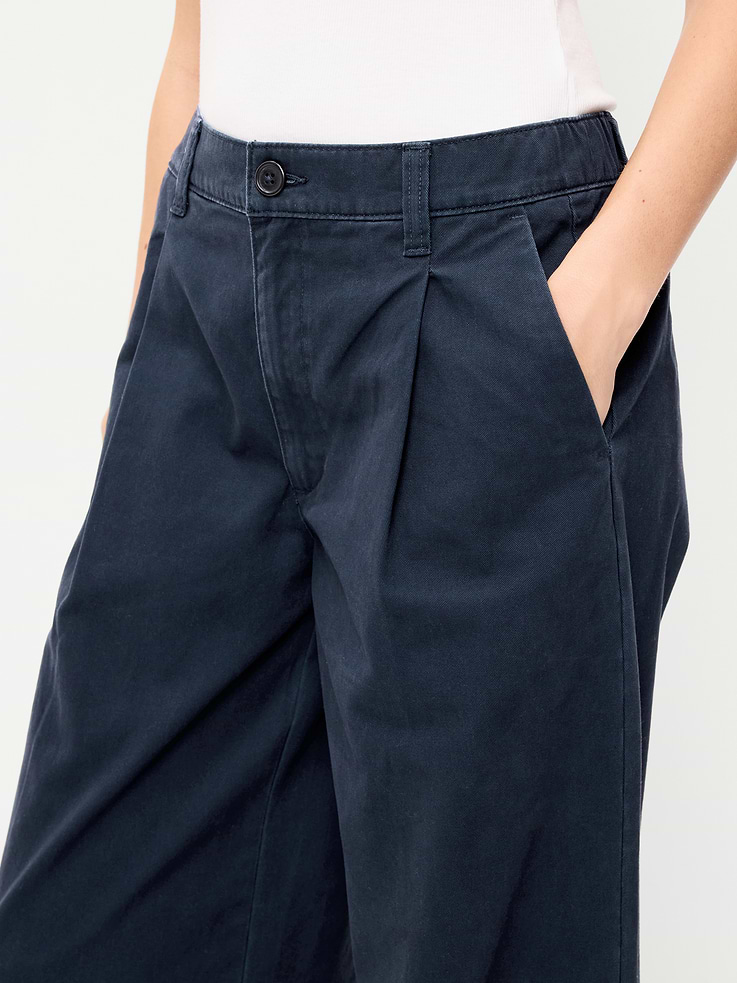 Image number 5 showing, Mid-Rise Pleated Wide-Leg Pants