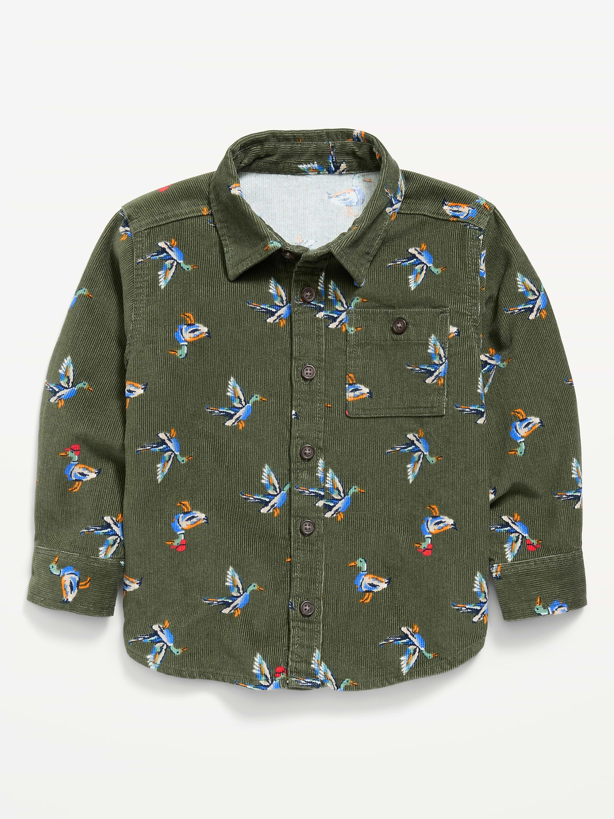 Image number 1 showing, Printed Long-Sleeve Corduroy Shirt for Toddler Boys