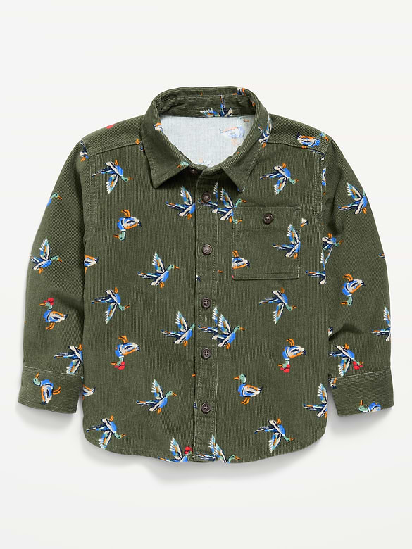 Printed Long-Sleeve Corduroy Shirt for Toddler Boys