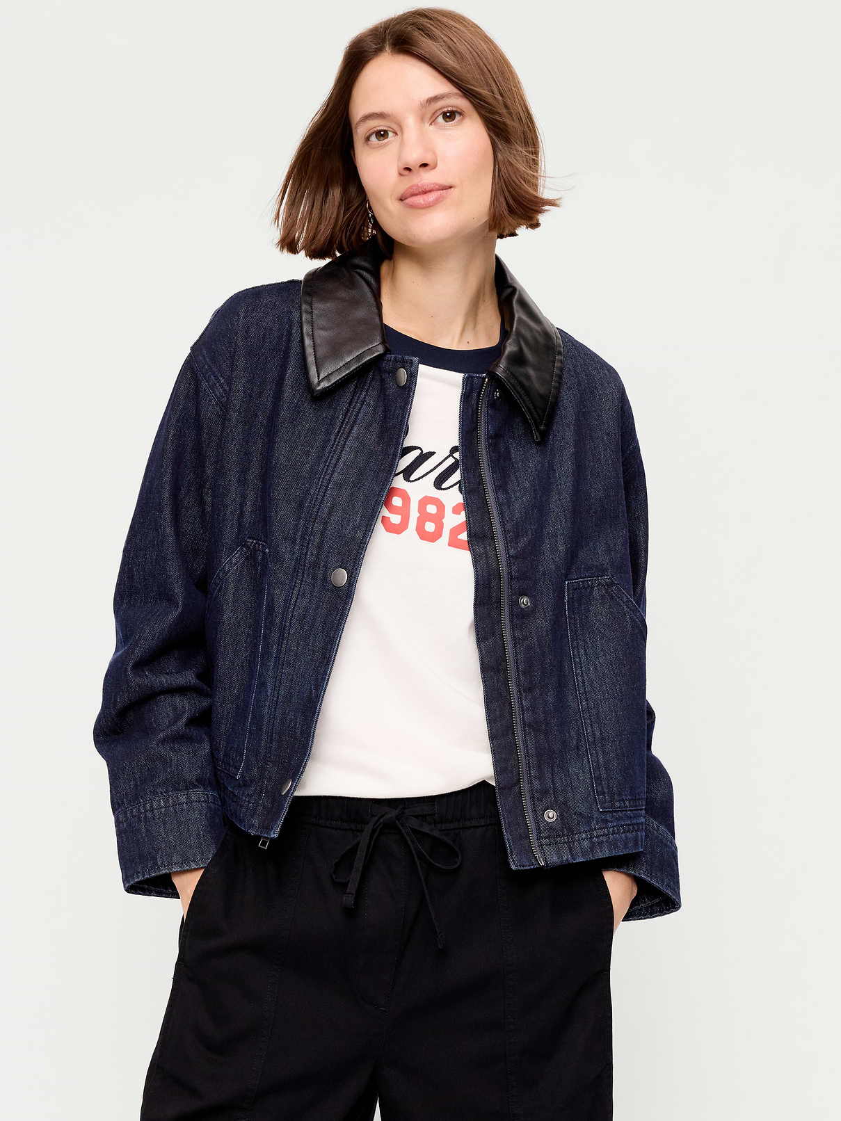 Cropped Denim Barn Jacket