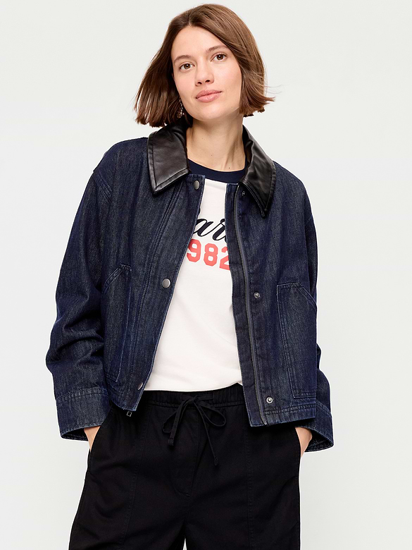 Cropped Denim Barn Jacket