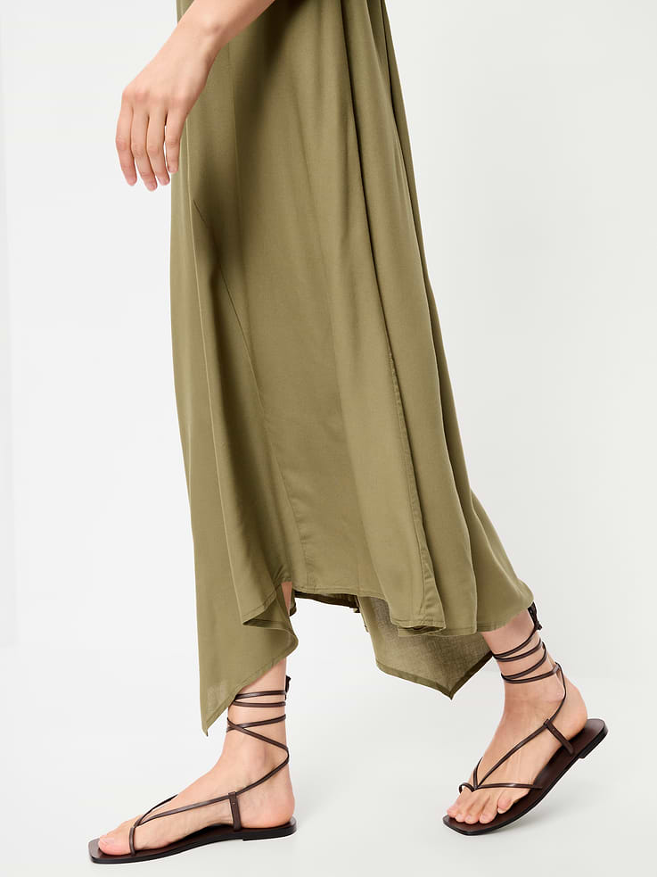 Image number 6 showing, Fit & Flare Tie-Back Asymmetrical Midi Dress