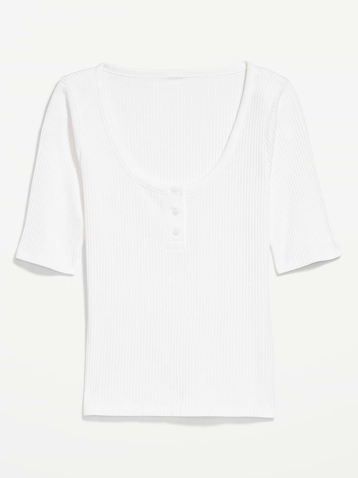 Image number 3 showing, Fitted Scoop-Neck Henley T-Shirt