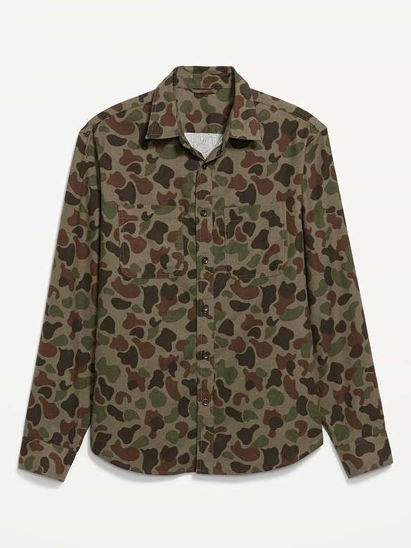 Relaxed Long-Sleeve Flannel Pocket Shirt