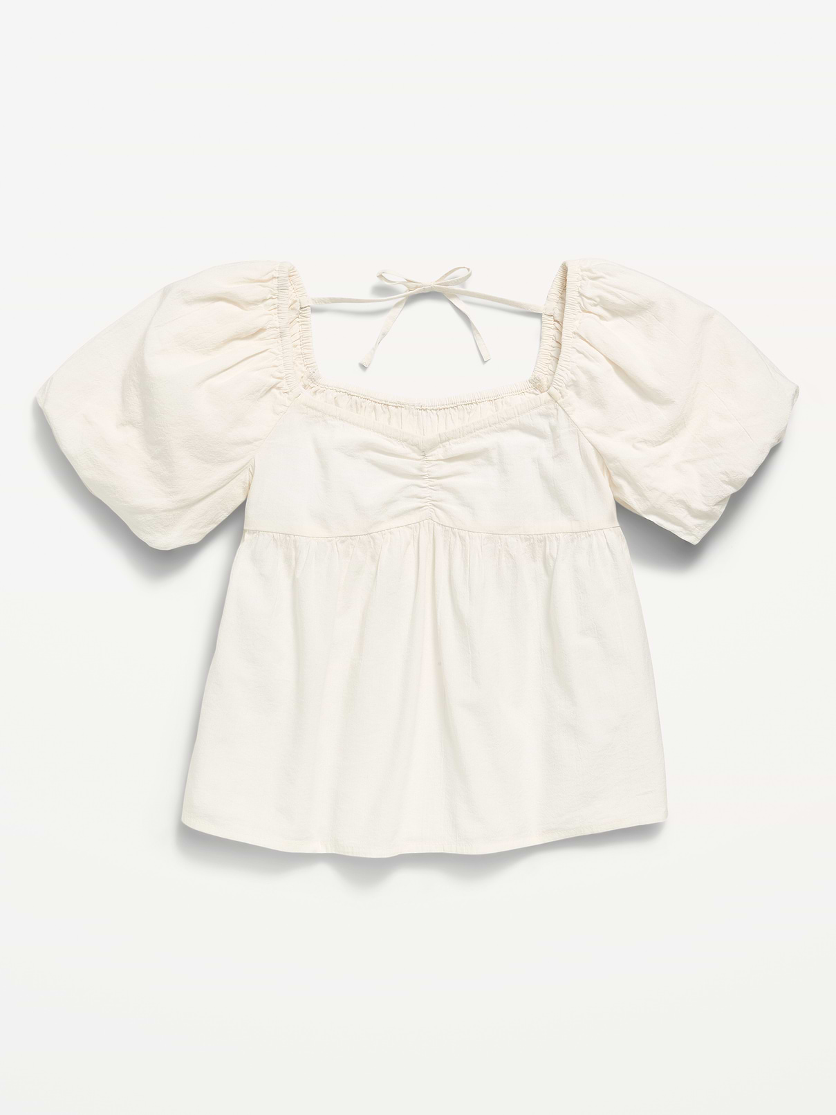 Image number 1 showing, Short-Sleeve Crinkled Tie-Back Top for Girls