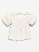 Image number 1 showing, Short-Sleeve Crinkled Tie-Back Top for Girls