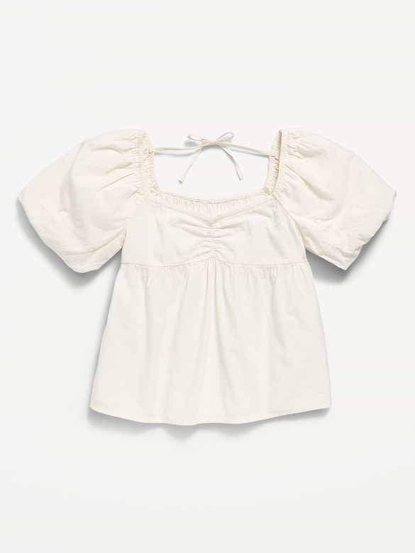 Short-Sleeve Crinkled Tie-Back Top for Girls