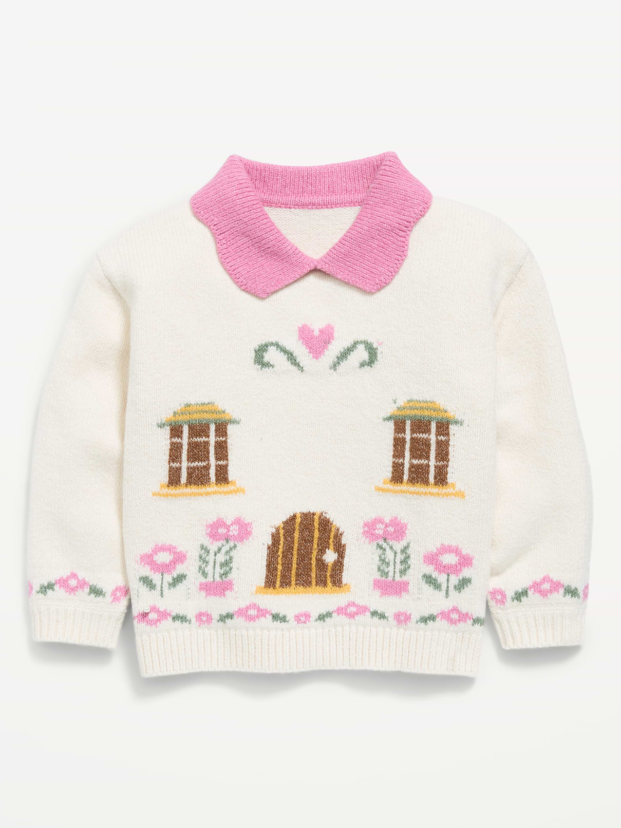 Image number 1 showing, SoSoft Collared Graphic Sweater for Toddler Girls