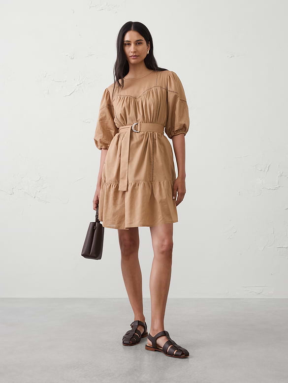 Balloon-Sleeve Mini Dress