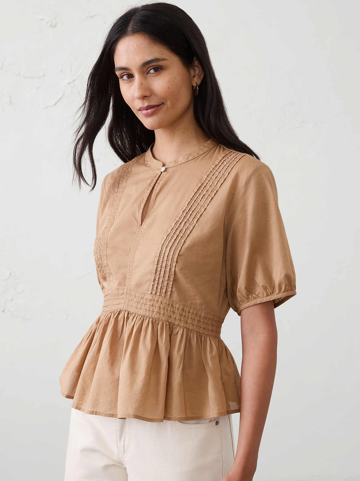 Picot Peplum-Hem Top | Banana Republic Factory