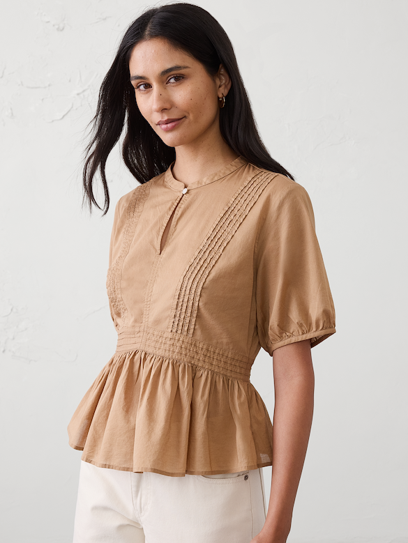 Picot Peplum-Hem Top
