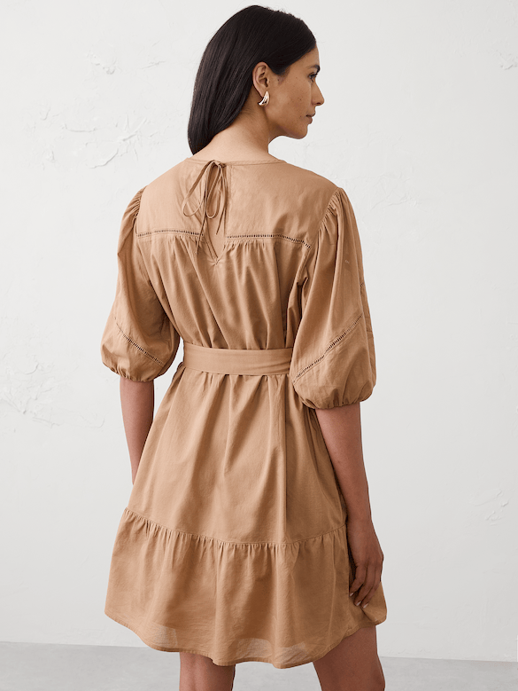 Balloon-Sleeve Mini Dress