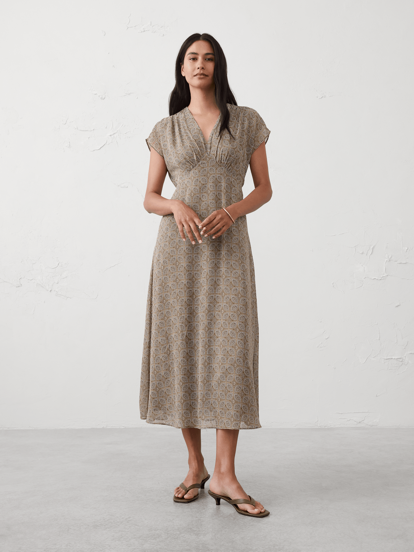 Image number 1 showing, Gathered Empire Midi Dress