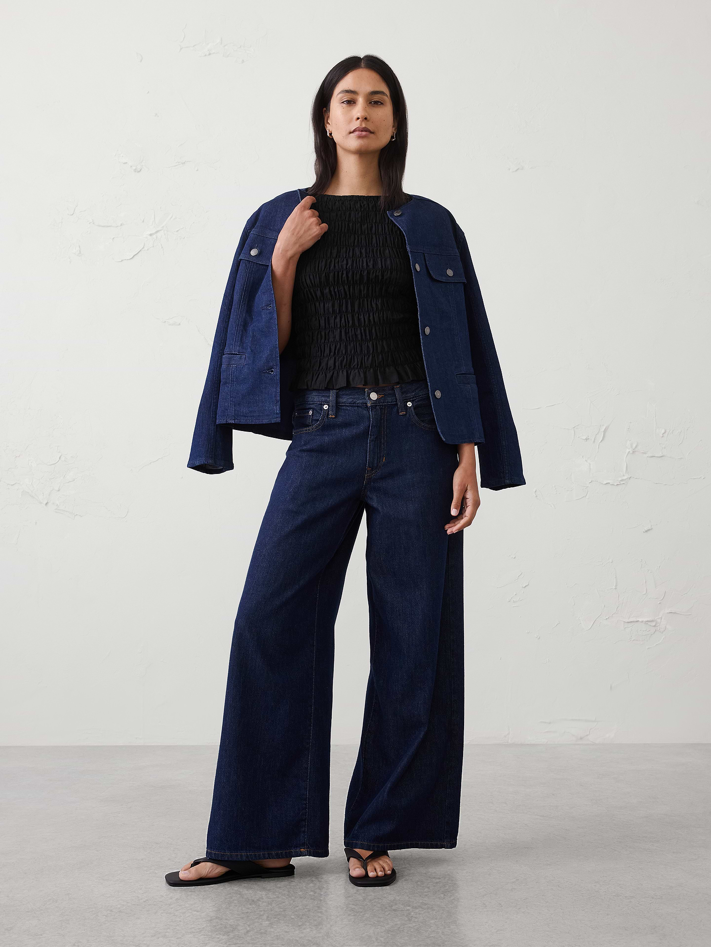 Image number 6 showing, Boatneck Smocked Cropped Top
