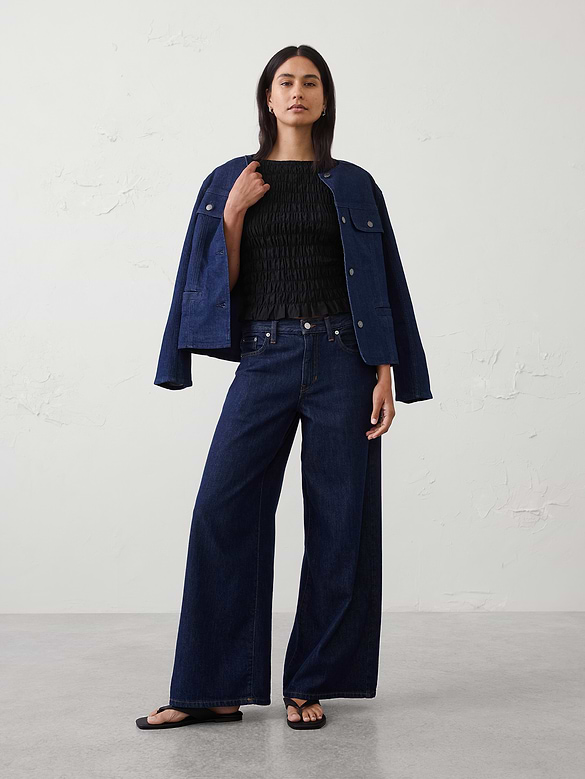 Boatneck Smocked Cropped Top