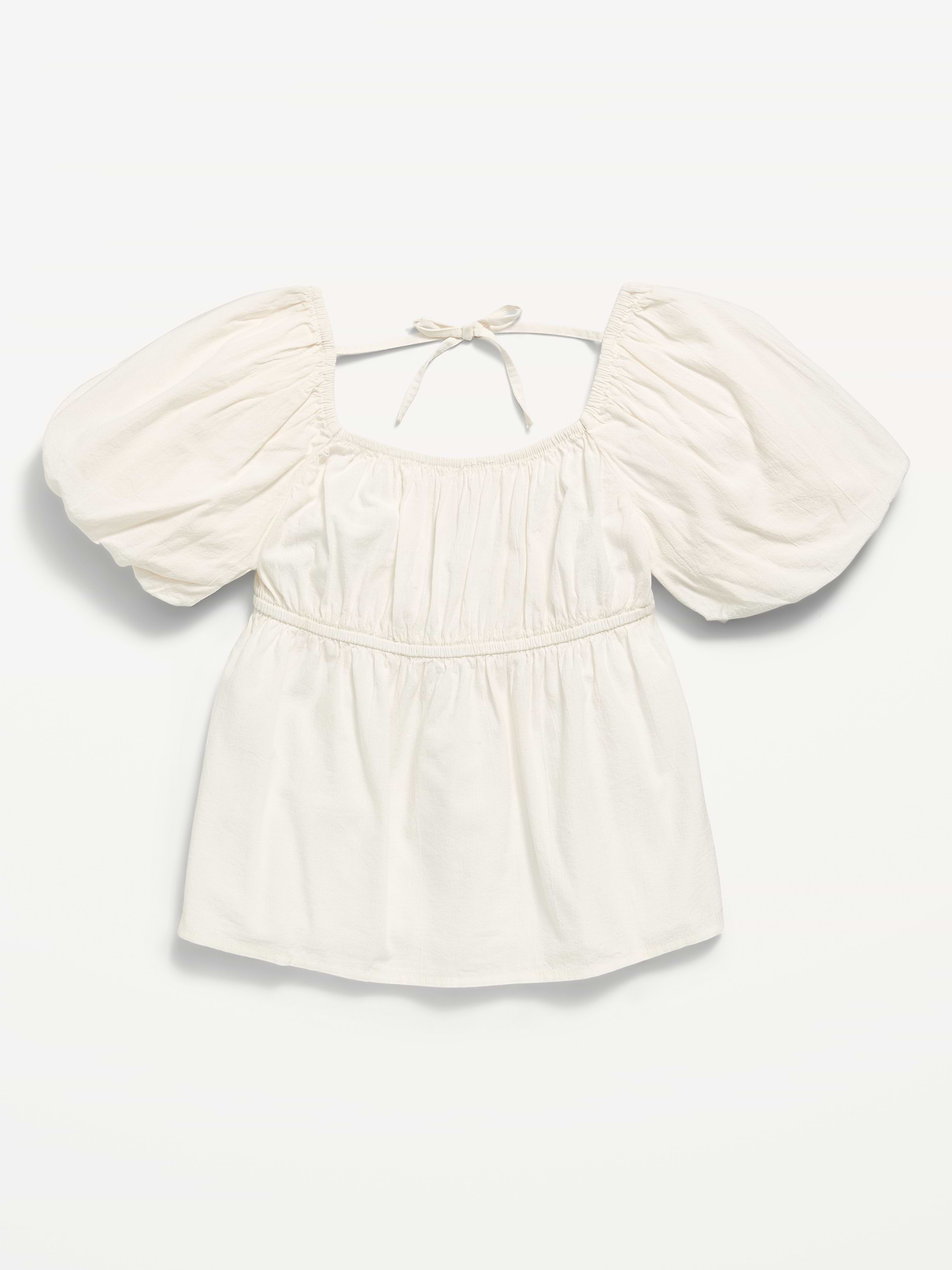 Image number 2 showing, Short-Sleeve Crinkled Tie-Back Top for Girls