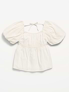 Image number 2 showing, Short-Sleeve Crinkled Tie-Back Top for Girls