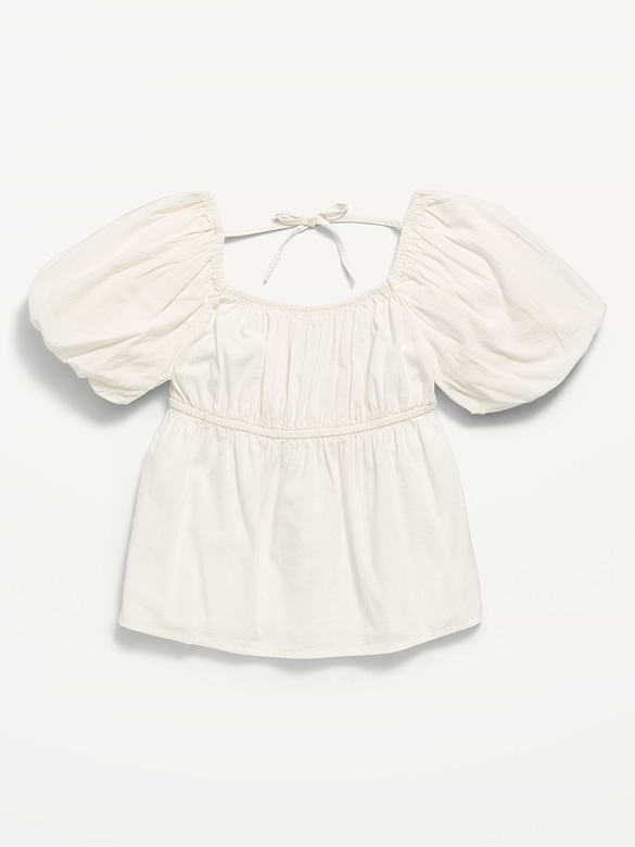 Short-Sleeve Crinkled Tie-Back Top for Girls