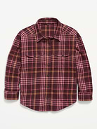 Image number 1 showing, Oversized Long-Sleeve Utility Pocket Flannel Shirt for Girls