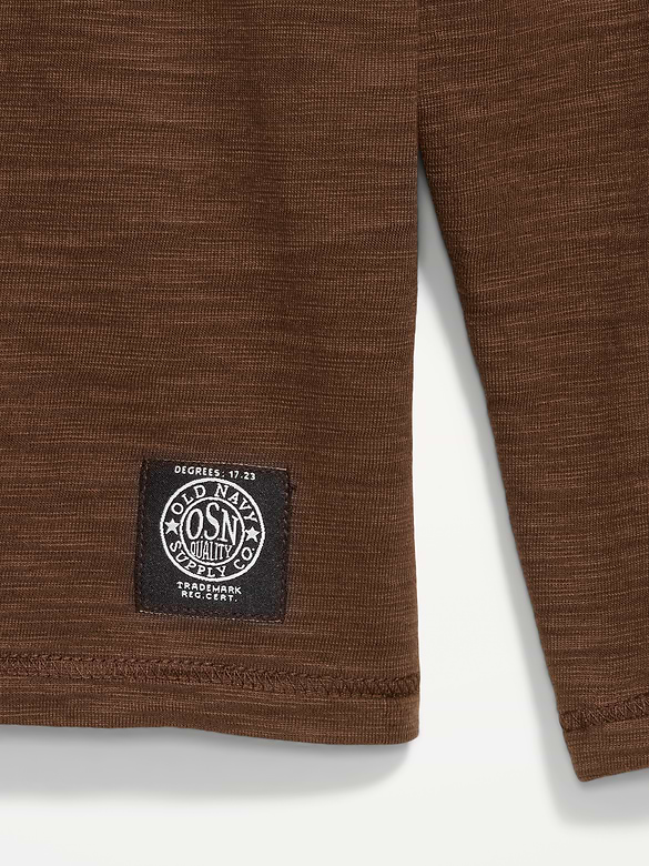 Long-Sleeve Slub-Knit Henley T-Shirt