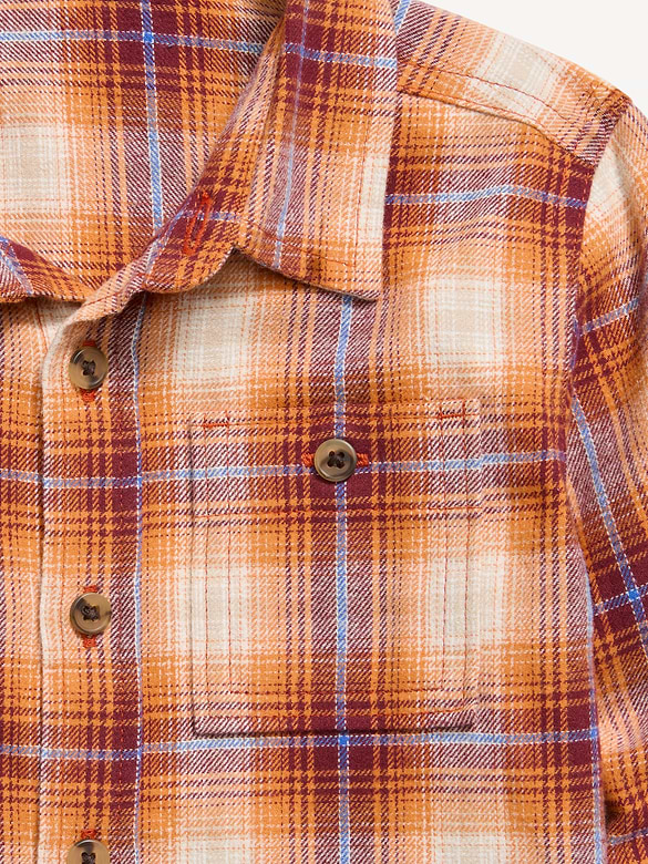 Long-Sleeve Plaid Flannel Shirt for Toddler Boys