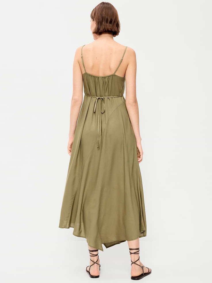 Image number 2 showing, Fit & Flare Tie-Back Asymmetrical Midi Dress
