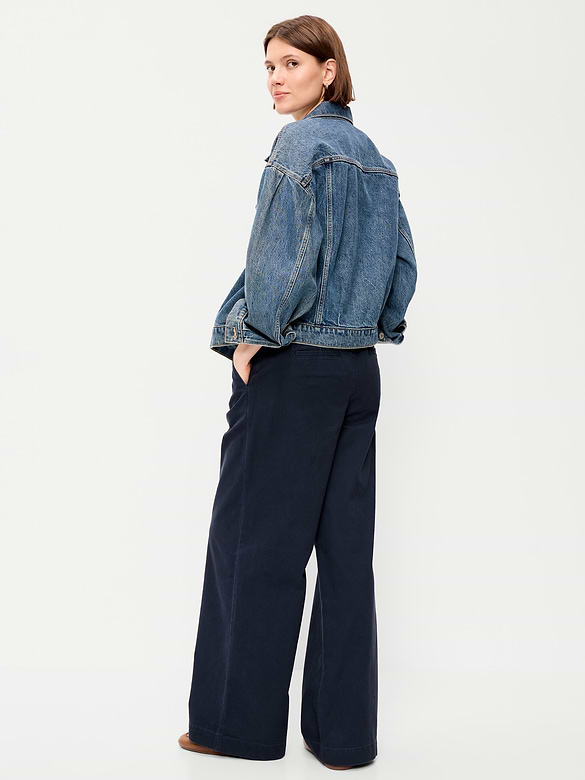 Mid-Rise Pleated Wide-Leg Pants