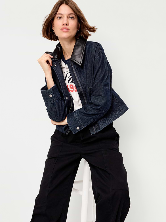Cropped Denim Barn Jacket