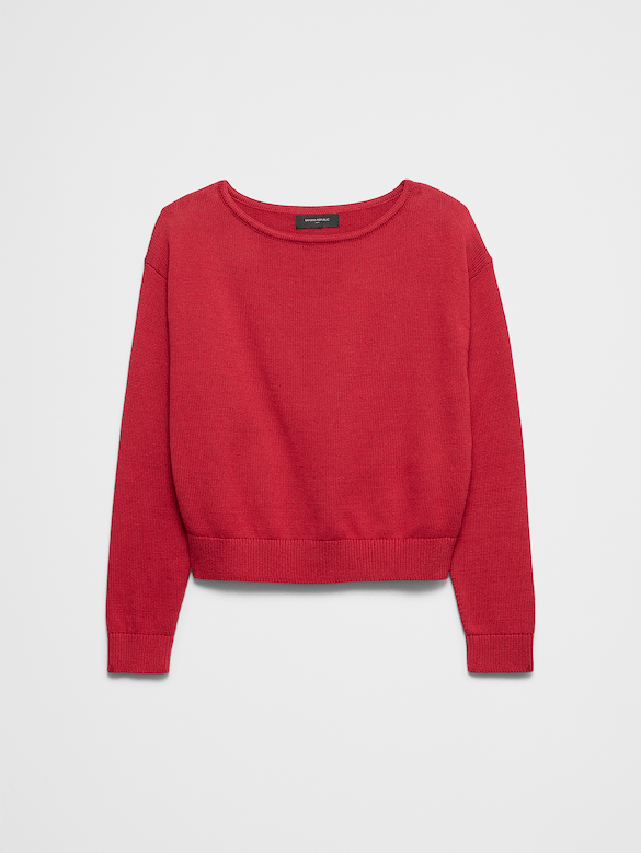 Cotton Boat-Neck Sweater