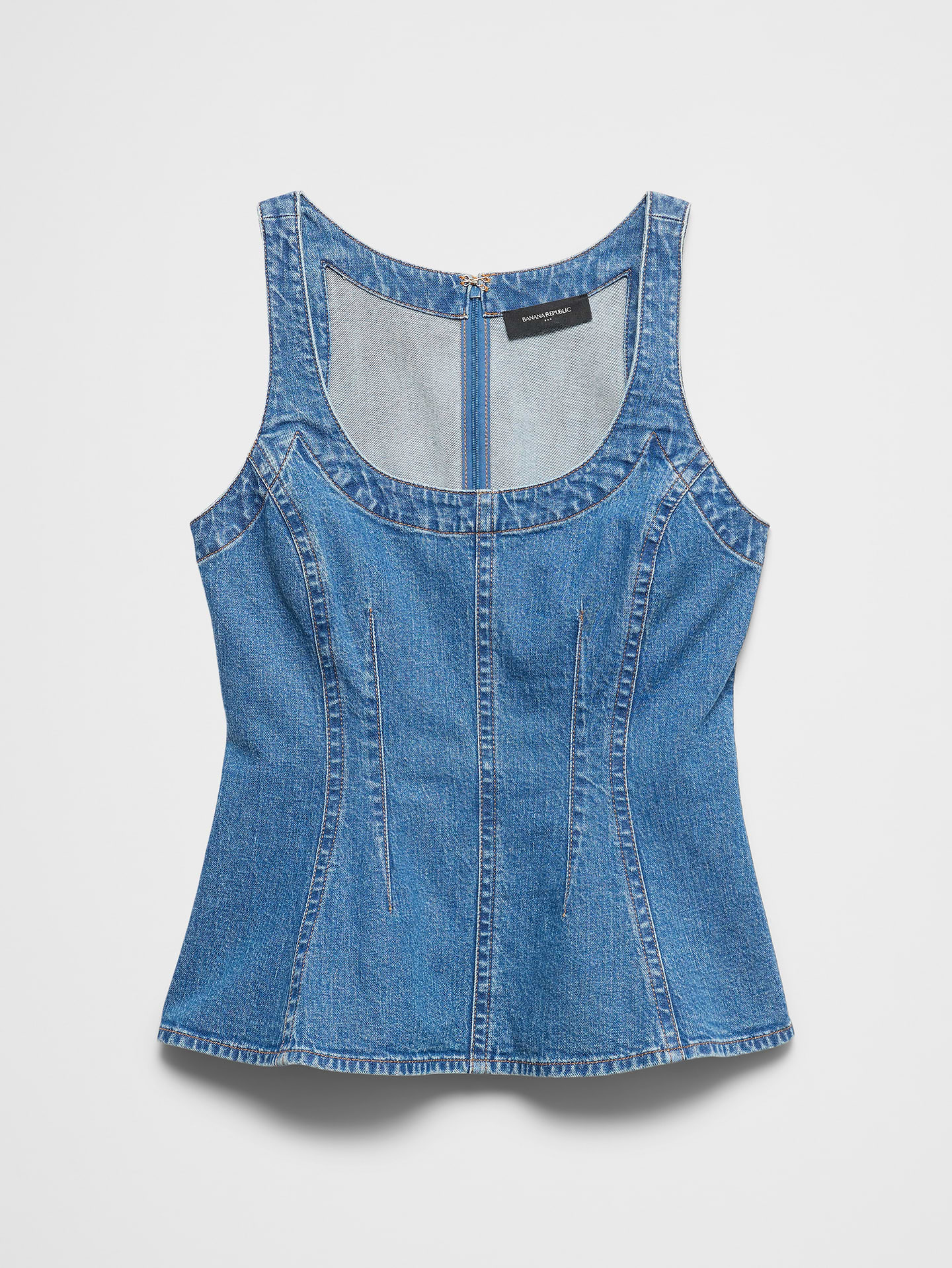 Image number 4 showing, Denim Scoop-Neck Peplum Top