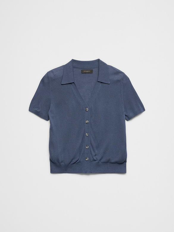 Button-Down V-Neck Sweater Polo
