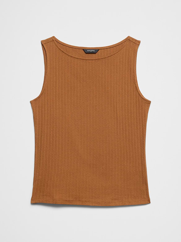 Pointelle Ribbed Boatneck Top