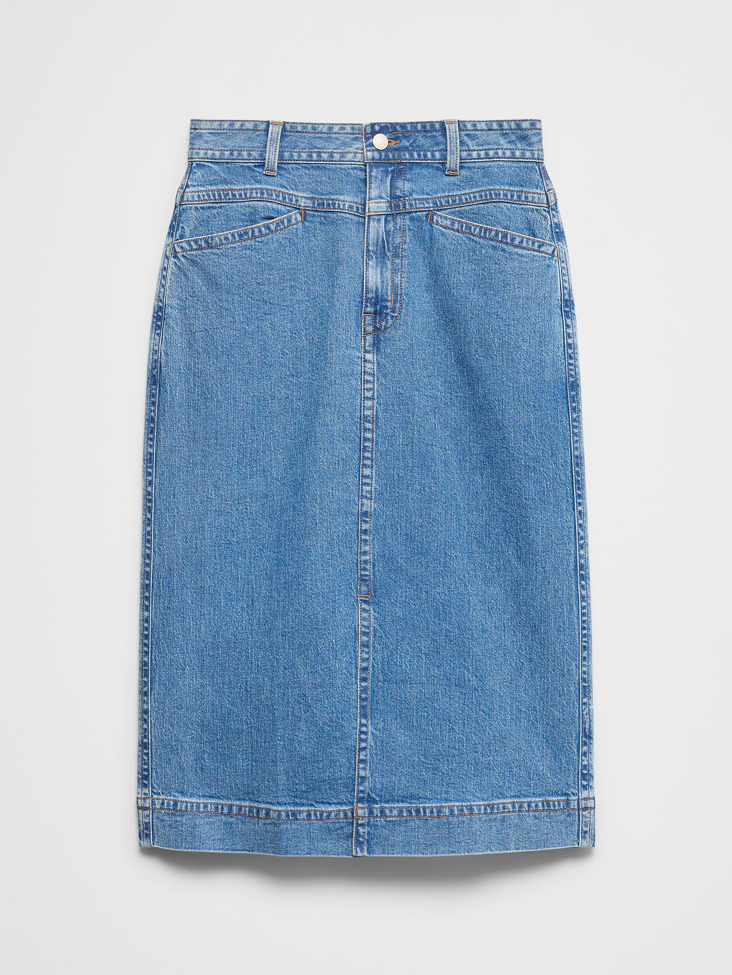 Image number 4 showing, Denim Slit-Front Midi Skirt