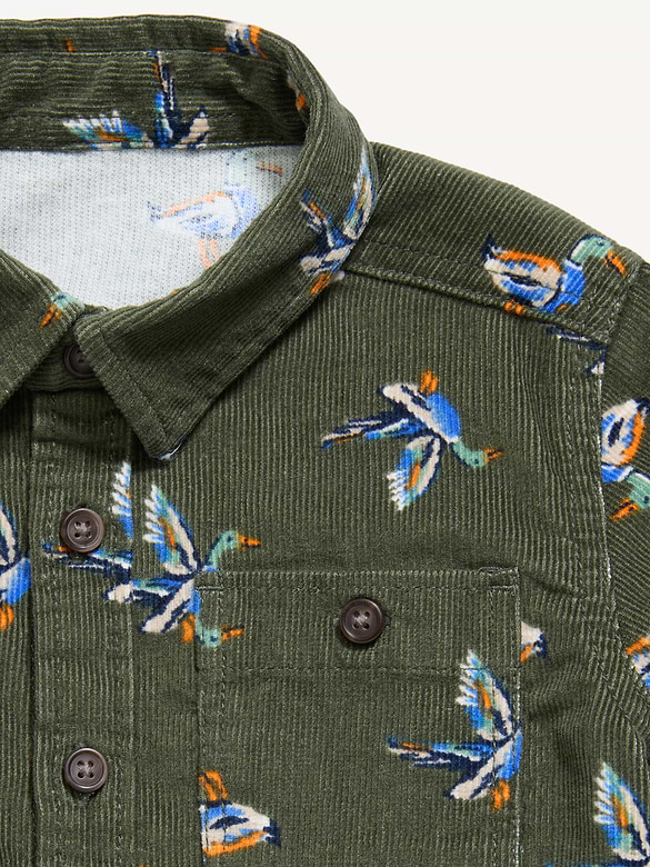 Printed Long-Sleeve Corduroy Shirt for Toddler Boys