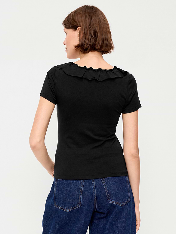 Lettuce-Edge Scoop-Neck Top