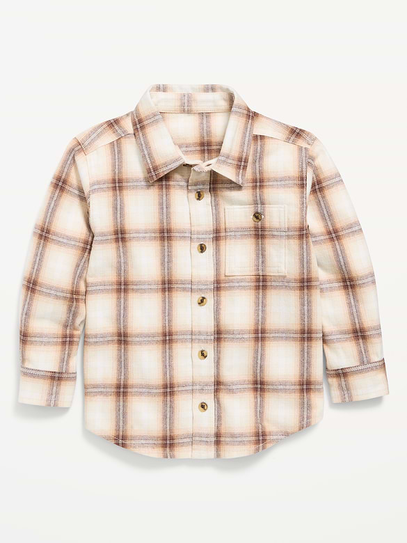 Long-Sleeve Plaid Flannel Shirt for Toddler Boys