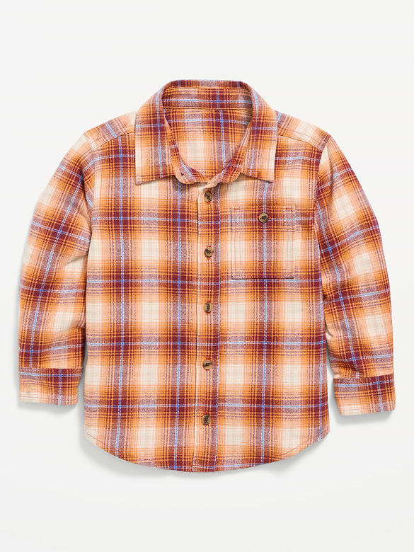 Long-Sleeve Plaid Flannel Shirt for Toddler Boys