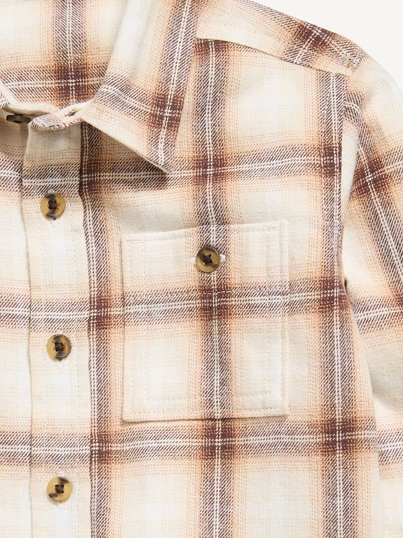 Long-Sleeve Plaid Flannel Shirt for Toddler Boys