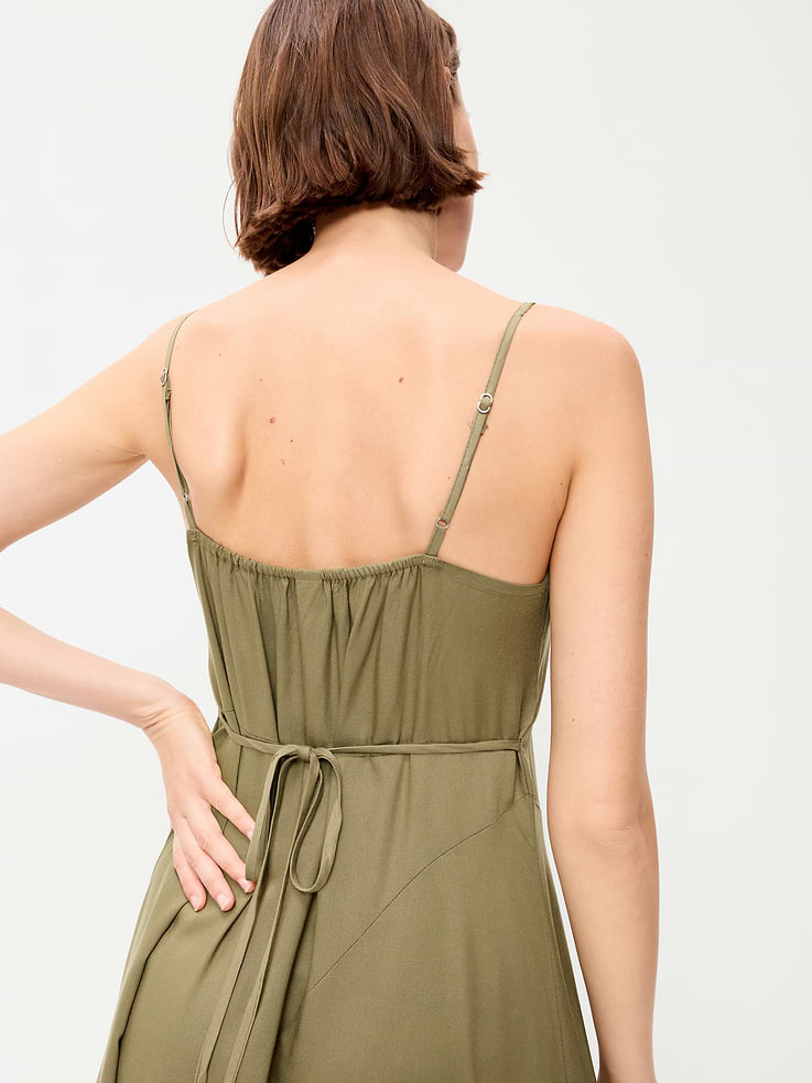 Image number 5 showing, Fit & Flare Tie-Back Asymmetrical Midi Dress
