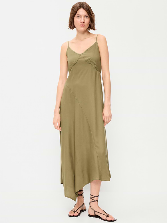 Fit & Flare Tie-Back Asymmetrical Midi Dress
