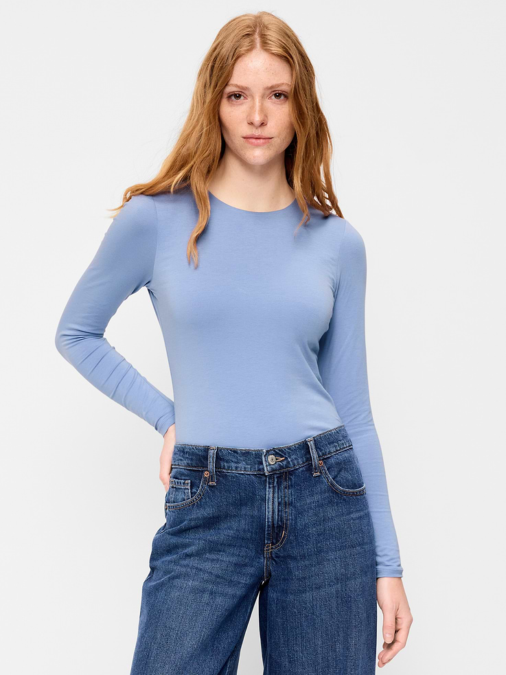 Image number 1 showing, Hug Double-Layer Crew-Neck Long-Sleeve Top