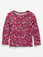 Image number 1 showing, Printed Fitted Long-Sleeve Ribbed T-Shirt for Toddler Girls