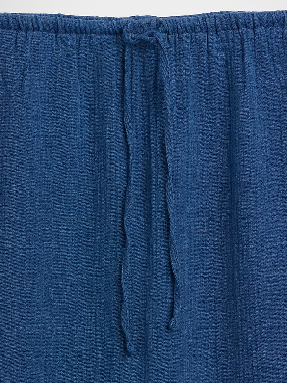 Cotton Gauze Denim Tiered Easy Maxi Skirt