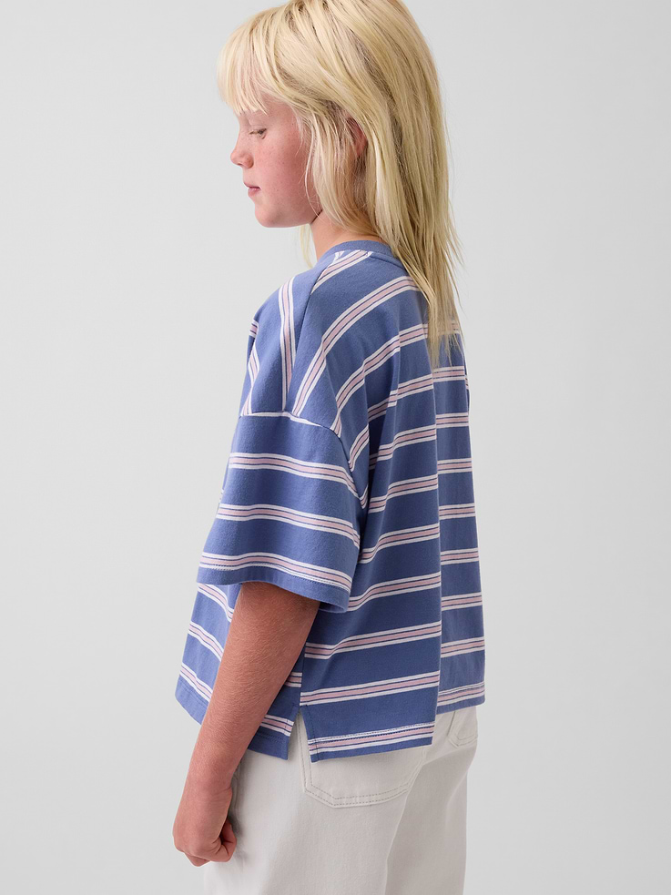L'image numéro 3 présente T-shirt surdimensionné à coupe droite et à rayures pour Enfant