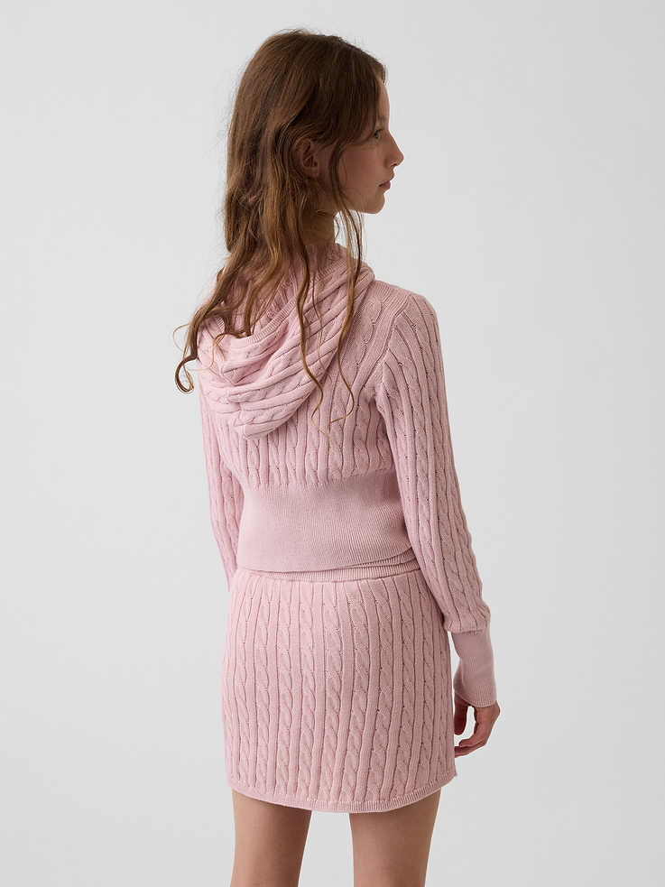 L'image numéro 3 présente Veste à capuchon en tricot torsadé 100 % coton pour Enfant
